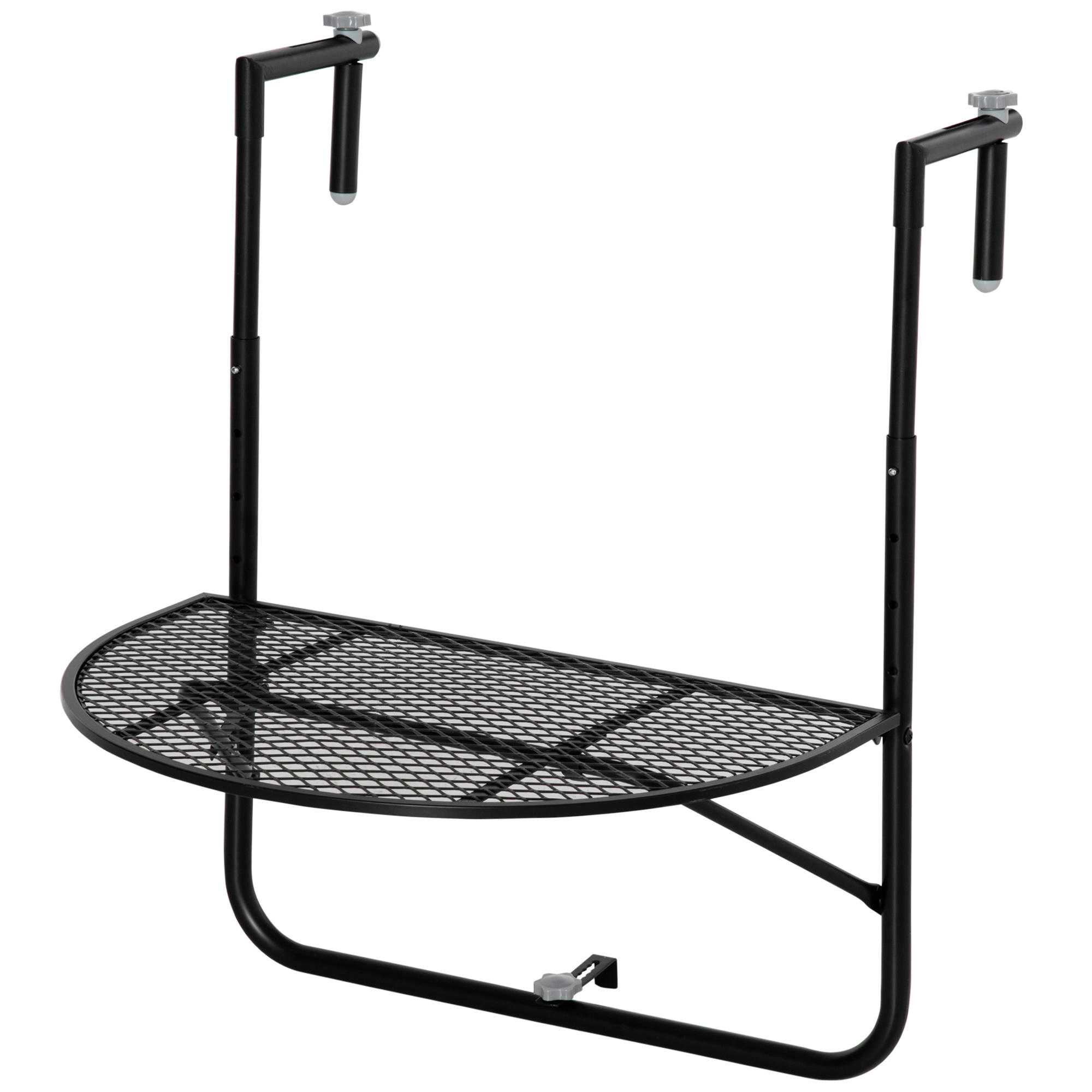 Outsunny Gittertisch Pieghevole e Regolabile in Metallo, 60x60x57-72cm, Nero