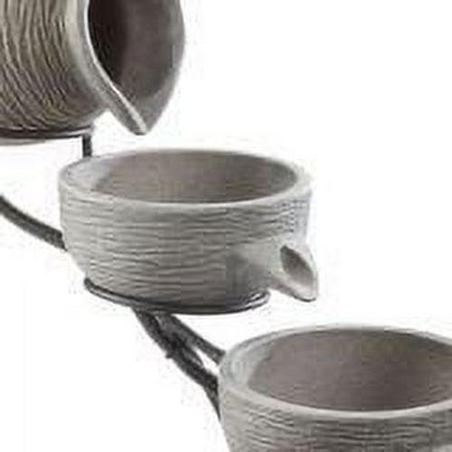 Smart Solar Oslo 4-Tier Solar Cascade Fountain, Light Grey Concrete, for Patios & Gardens