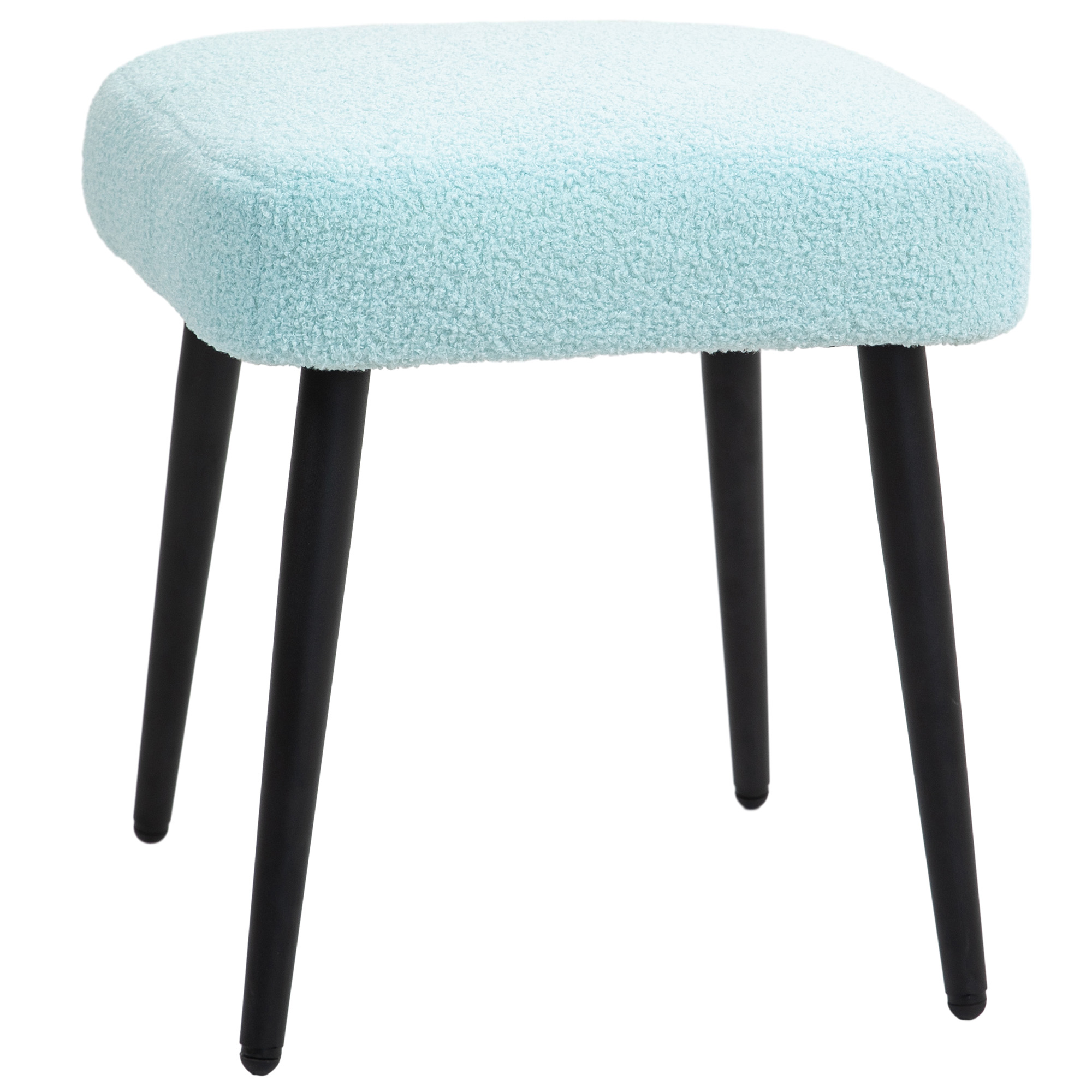 HOMCOM Hocker, Fußstütze, gepolsterter Sitz, Kaschmir-Optik, Stahlbeine, 42 x 42 x 47 cm, Hellblau