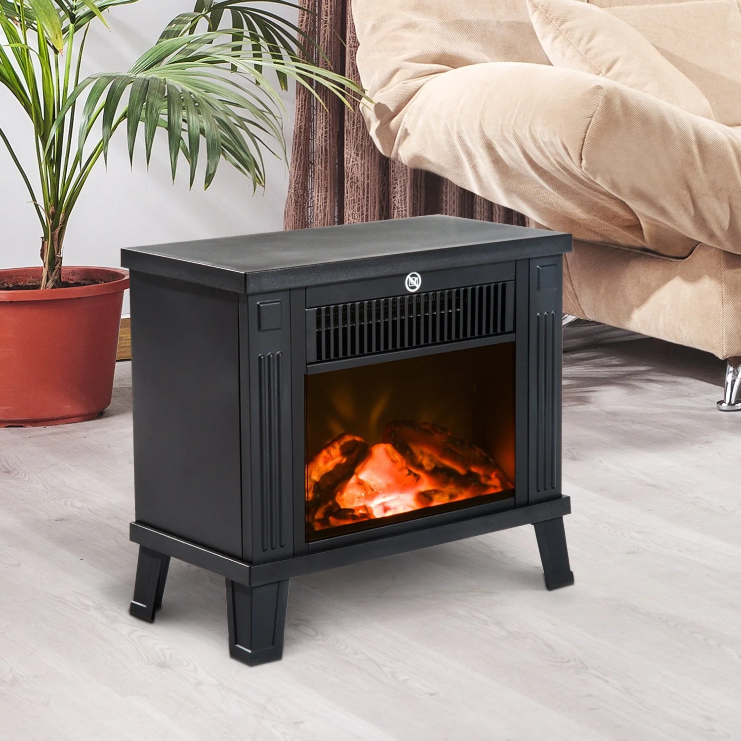 HOMCOM Elektrokamin mit Flammeneffekt & 2 Heizstufen