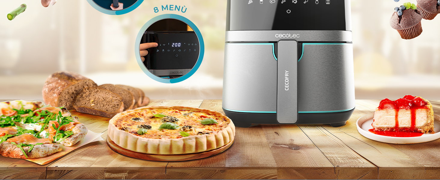 Cecotec Friggitrice ad aria da 5,5 l, Air Fryer, Cecofry Full InoxBlack 5500 Pro