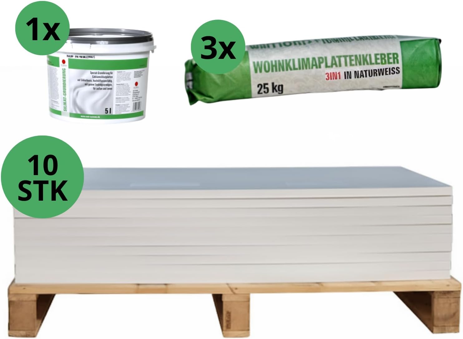 Klimaplatte 25mm Calciumsilikat Dämmplatte, anti Schimmel, für innen, Keller, Feuchtraum, Energiesparend & Dämmend, Set für 7,2 m²