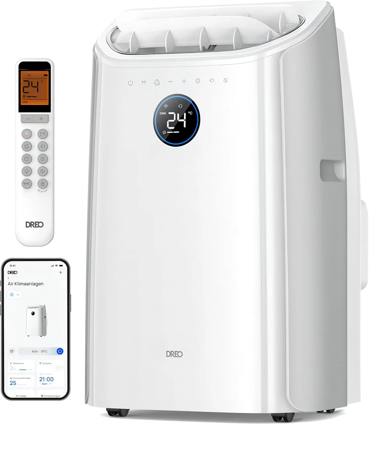 Dreo Tragbare Klimaanlagen, 10.000 BTU AC Einheit für Schlafzimmer mit Drainagefreier Kühlung, APP/Stimme/Fernbedienung, 24h Timer mit Ventilator & Luftentfeuchter, AC515S