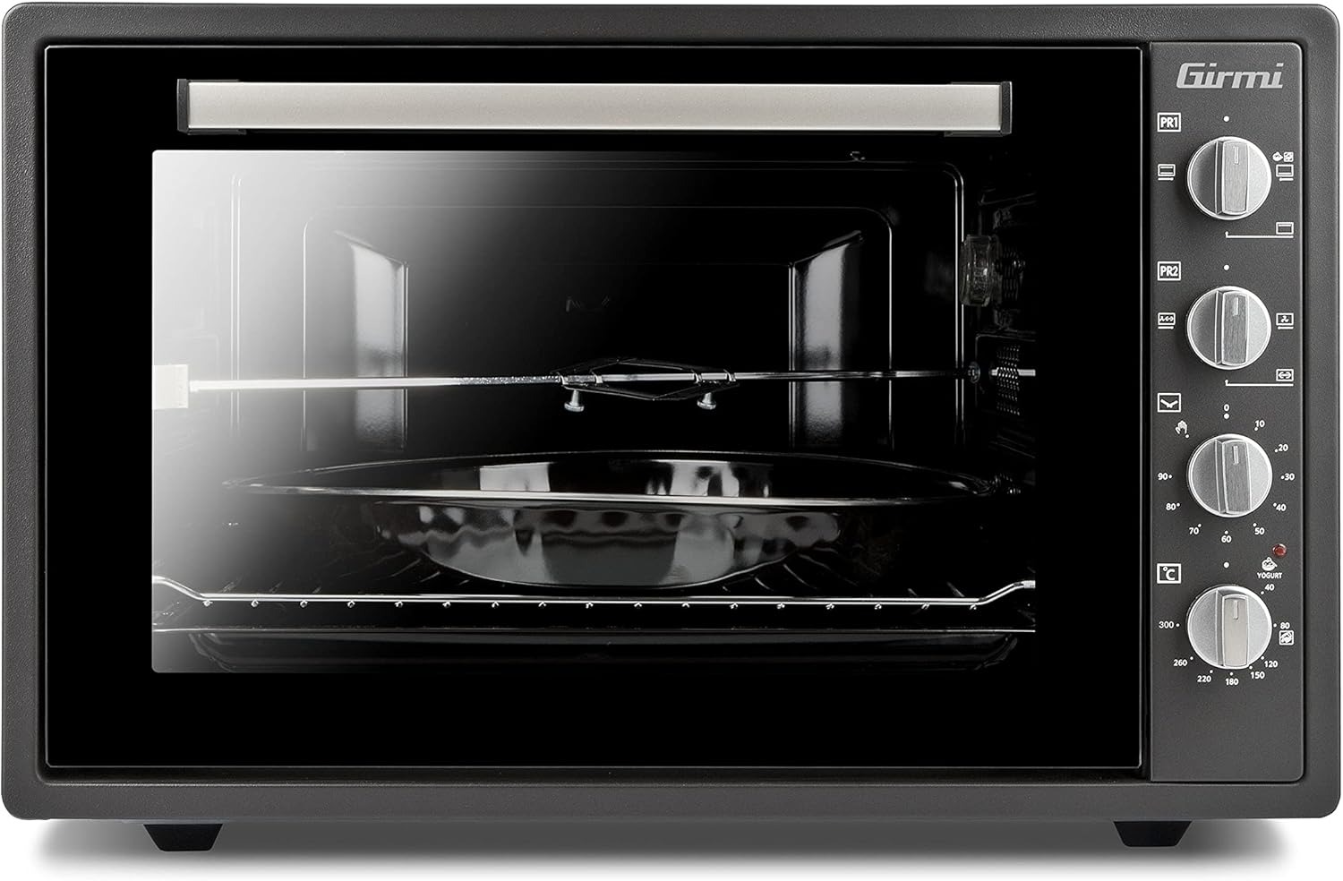 Girmi FE58 Forno Elettrico Ventilato con Girarrosto 300°C, 58 Litri, Luce interna, 1800 W, Timer, Funzioni Base, Grill, Combinata, Accessori inclusi, Grigio Antracite