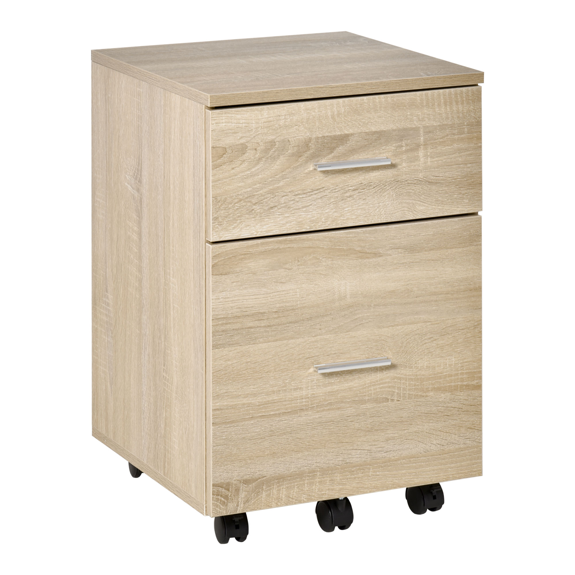 Vinsetto Bürocontainer mit 2 Schubladen Hängeregistratur Aktenschrank Büroschrank Aufbewahrung von Akten Spanplatte Natur 39,5 x 39 x 58,5 cm