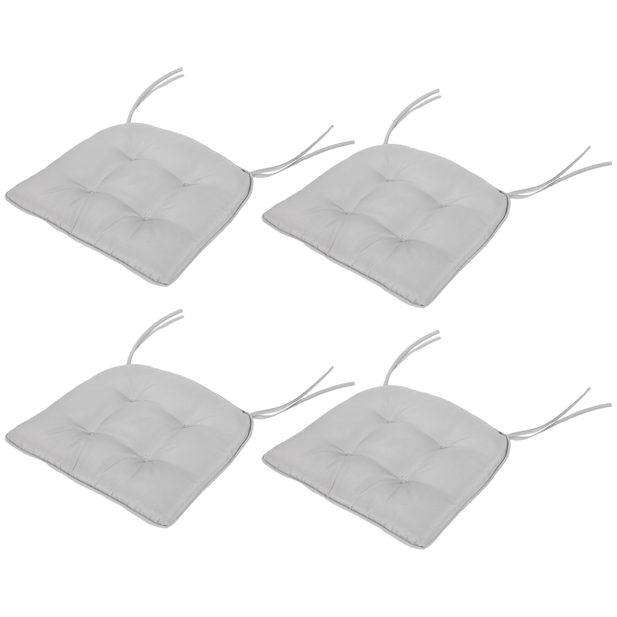 Outsunny Set mit 4 Gartenstuhlpolstern mit Steppung Gepolstertes Polyesterstoff dim. 43L x 41B cm Grau