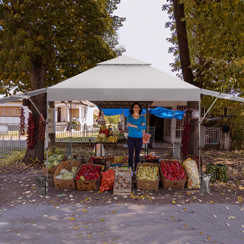 10 x 17.6 FT Outdoor Instant Pop-up Canopy Tent for Market Picnic with Dual Half Awnings & Wheeled Bag