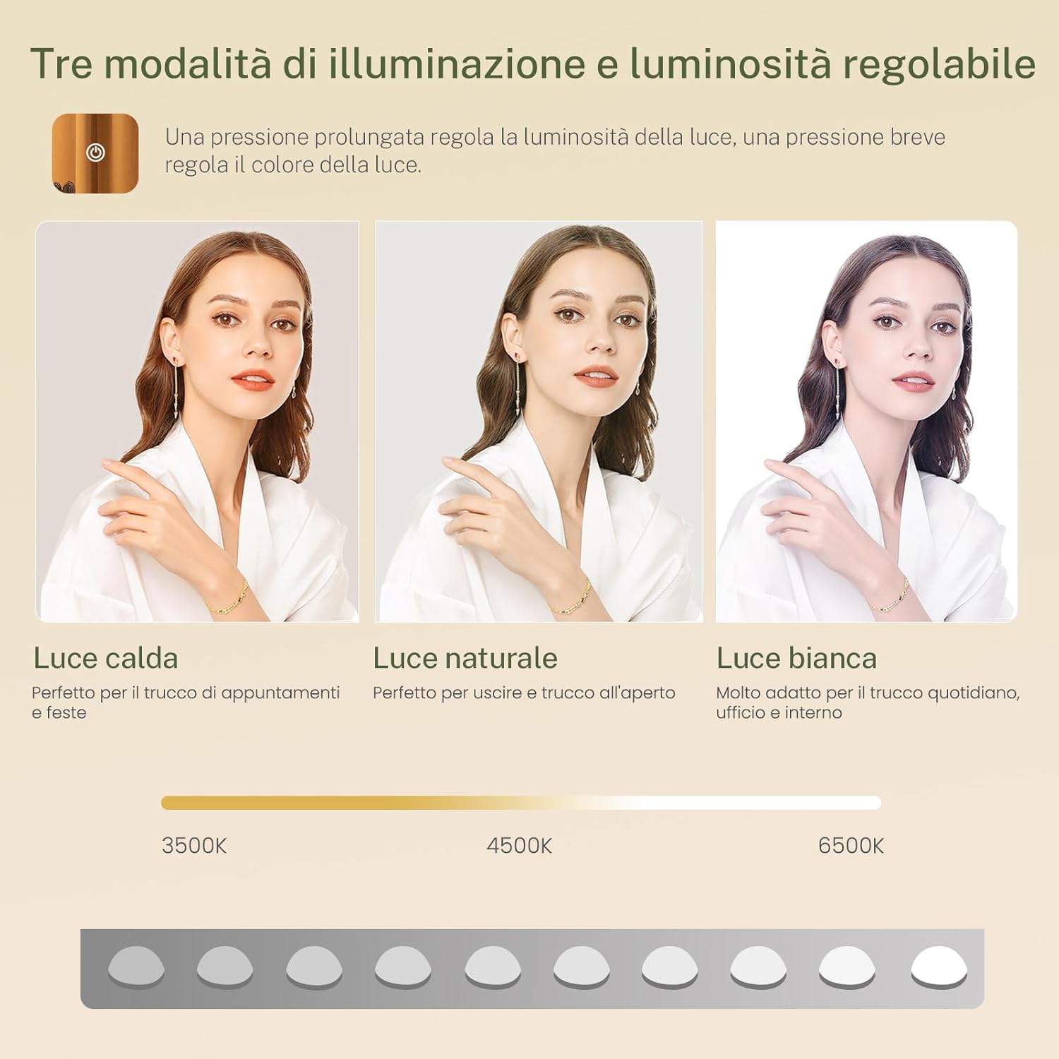 TEENFON Make-up Vanity with LED Mirror and Socket, 3 Adjustable Colour Modes and Brightness, Makeup Vanity with 8 Drawers and 6 Shelves, White