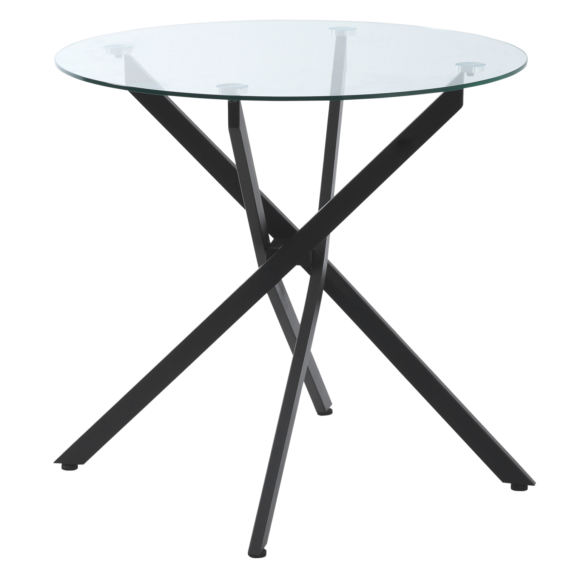 HOMCOM Moderner Glas-Esstisch, 80 cm Durchmesser, Küchentisch mit gehärteter Glasplatte und Metallbeinen, für 4 Personen