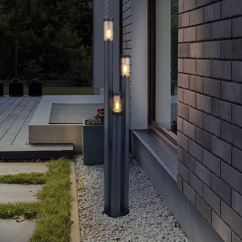 Außenleuchte Stehlampe Wegeleuchte außen Gartenlampen dunkelanthrazit IP44, Edelstahl Kunststoff modern, 1x LED warmweiß, DxH 28x170cm