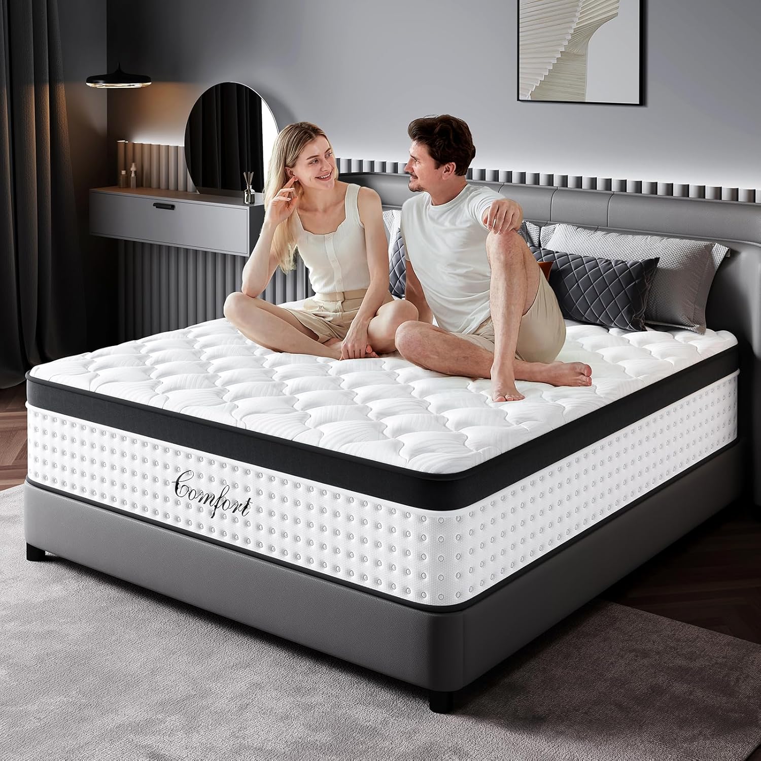 Full Size Mattress - 12 Inch Memory Foam Mattress in a Box, Breathable Fabric, Pocket Springs Hybrid Mattress for Motion Isolation Pressure Relief, CertiPUR-US, Medium Firm Full Mattresses