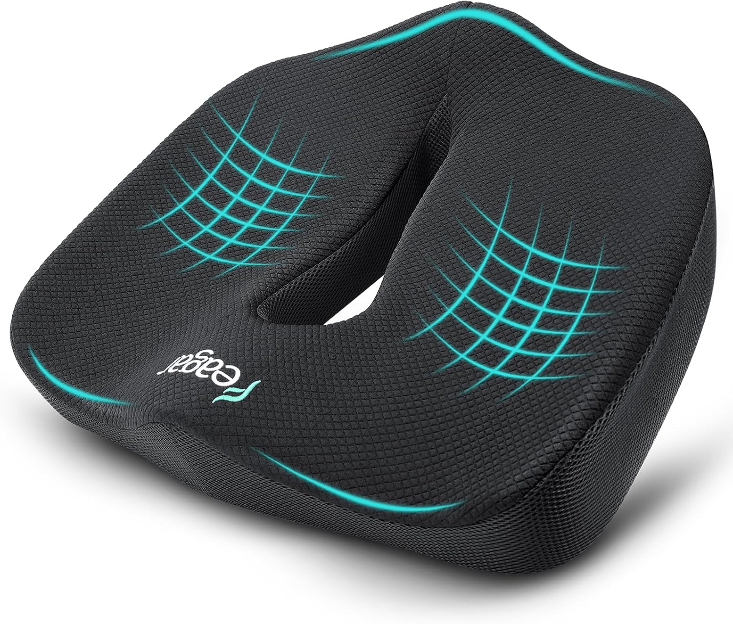Feagar Cuscino per Sedile - Cuscini Ergonomico Sedile per Coccige Sciatica Lombare - Cuscino Memory Foam per Ufficio Casa Auto Sedia a Rotelle, Nero