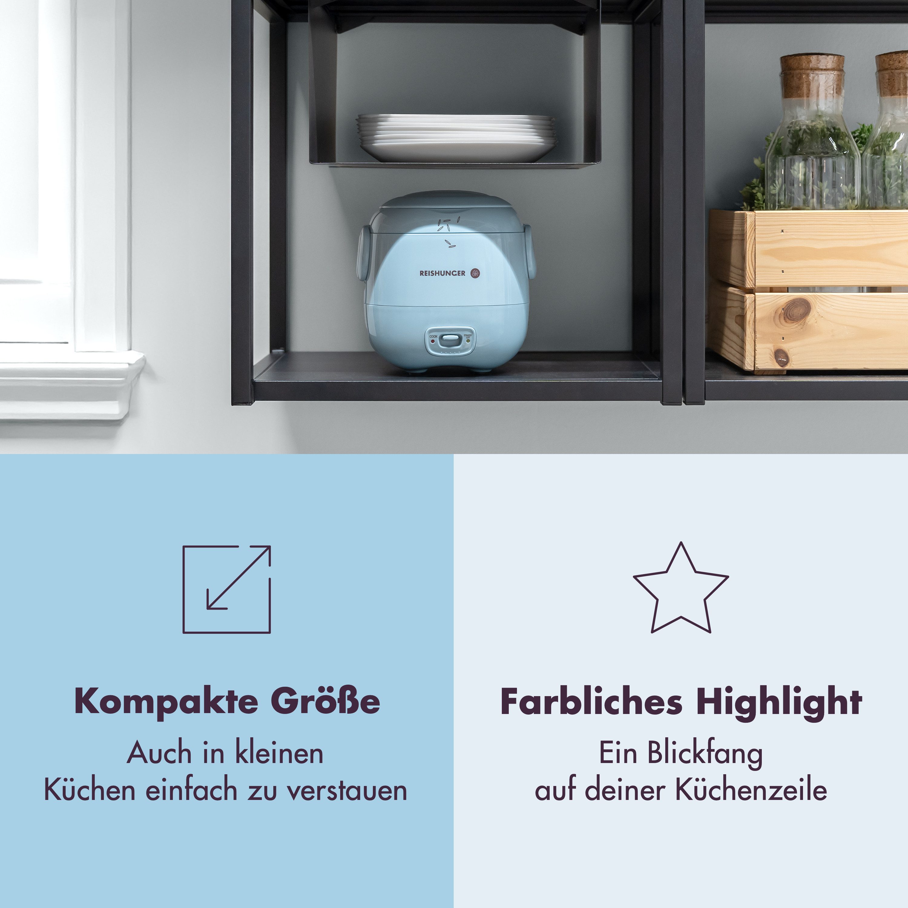 Reiskocher Mini Reiskocher, salbeigrün, 0,3 L - 1-2 Portionen