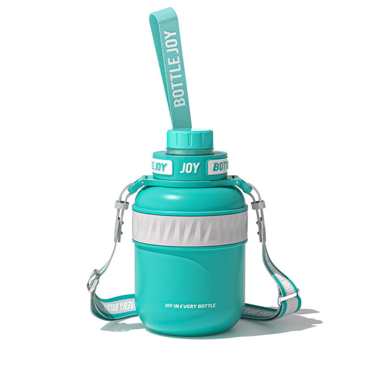 BOTTLE JOY Stainless Steel Water Bottle: Leakproof Lid, Perfect Sip, Double Insulated, Eco Friendly, Dishwasher Safe & Stylish Strap (Ocean, 32/48 oz)