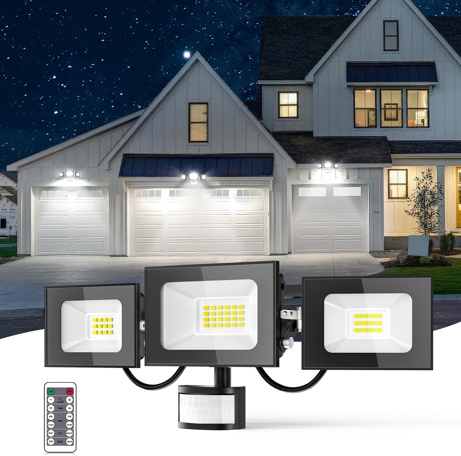LED Strahler mit Bewegungsmelder 50W, 5000LM Fluter Flutlicht Scheinwerfer, 6500K Kaltweiß Flutlichtstrahler, IP65 Wasserdicht Außen-Sicherheitsbeleuchtung für Garten Garage Hof Wand,10Stück