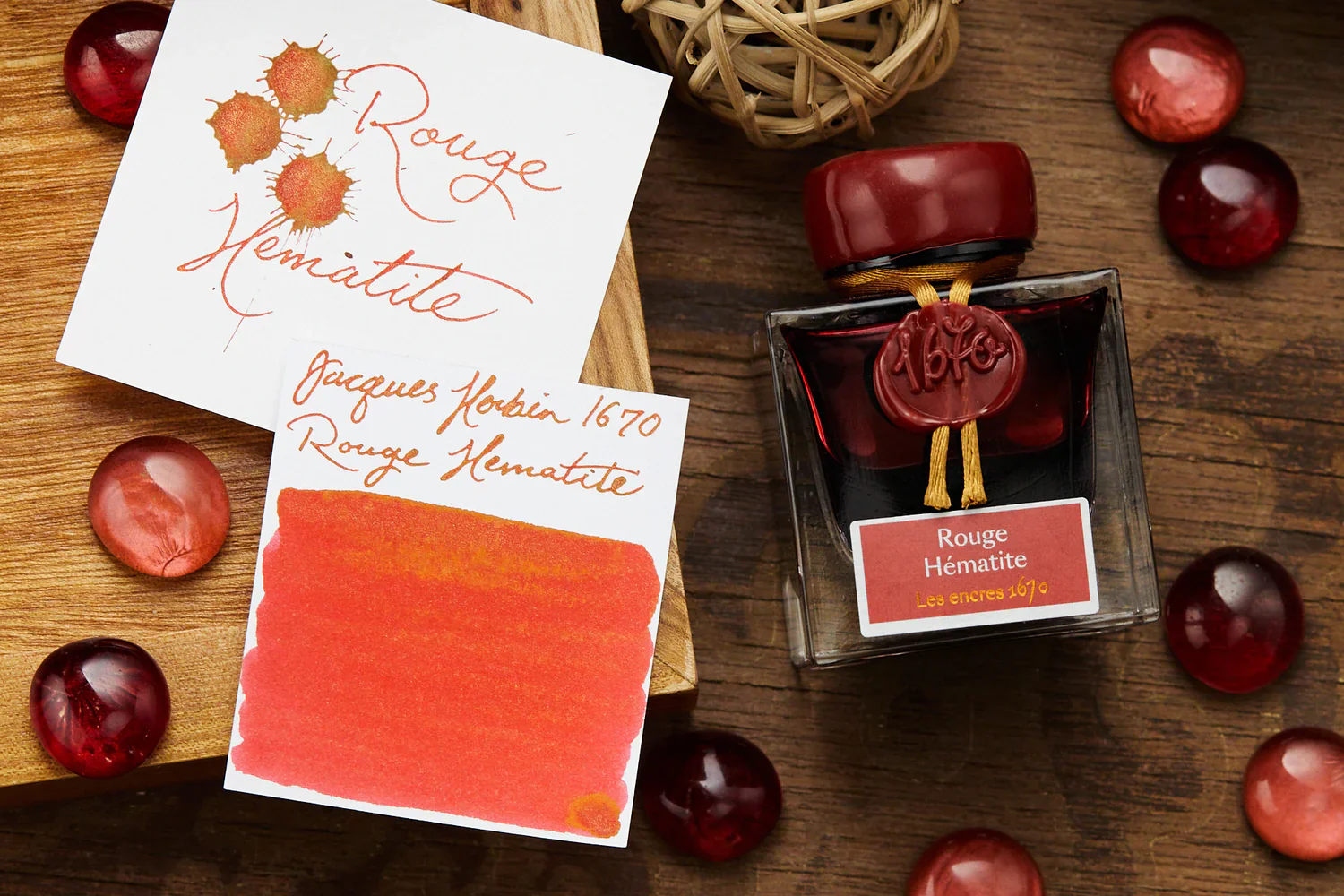 J. Herbin 1670 Ink with Gold Shimmer - Rouge Hematite (Scarlet Red)