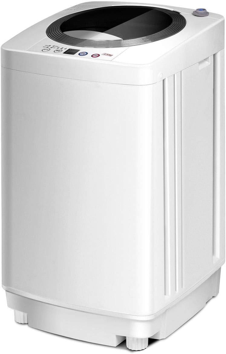 COSTWAY 2 in 1 Lavatrice Portatile Automatico 3,5kg, con Lavaggio Automatico Centrifuga, Mini Lavatrice per Appartamento Campeggio, 43x43x75 cm, Bianco