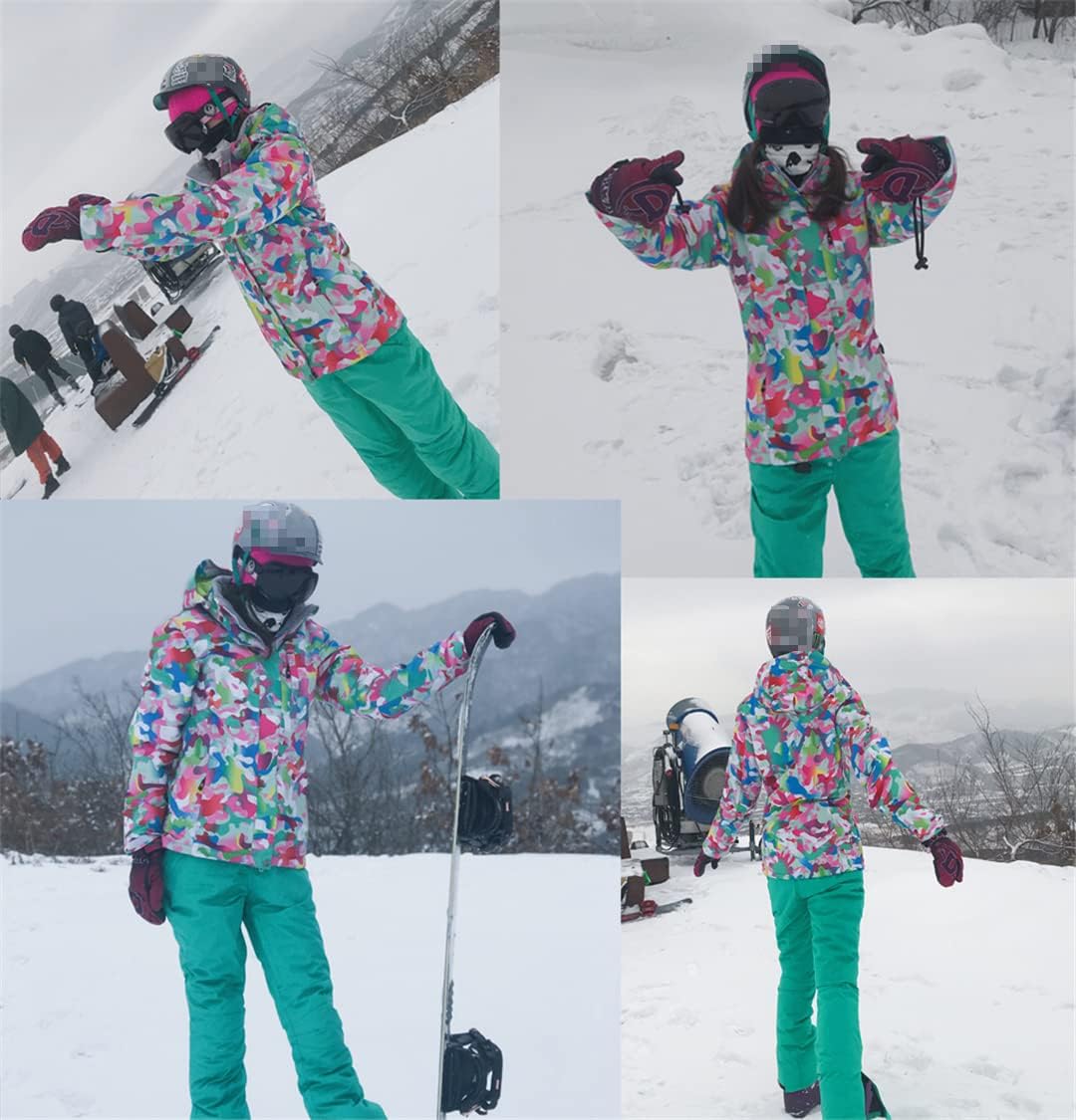 Winter-Skianzug Damen Skijacke und Hose für Damen Warm Skifahren und Snowboarden Anzüge 015 rot S
