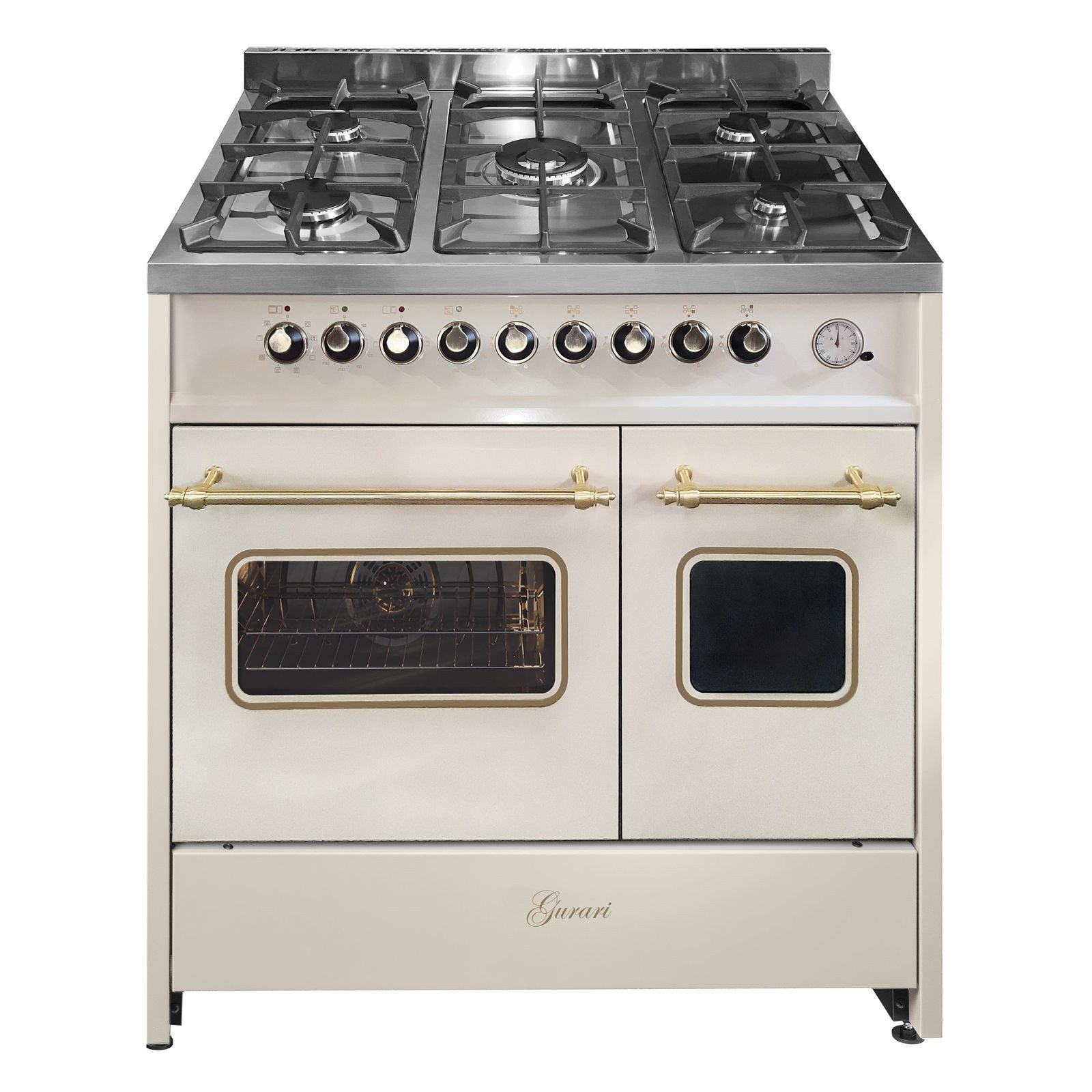 Gas-Standherd Retro-Design Creme Gas Elektro Standherd 90 cm Range Coocker GCH E 916 Cr R Retro Herd 90 cm mit Doppel Backofen
