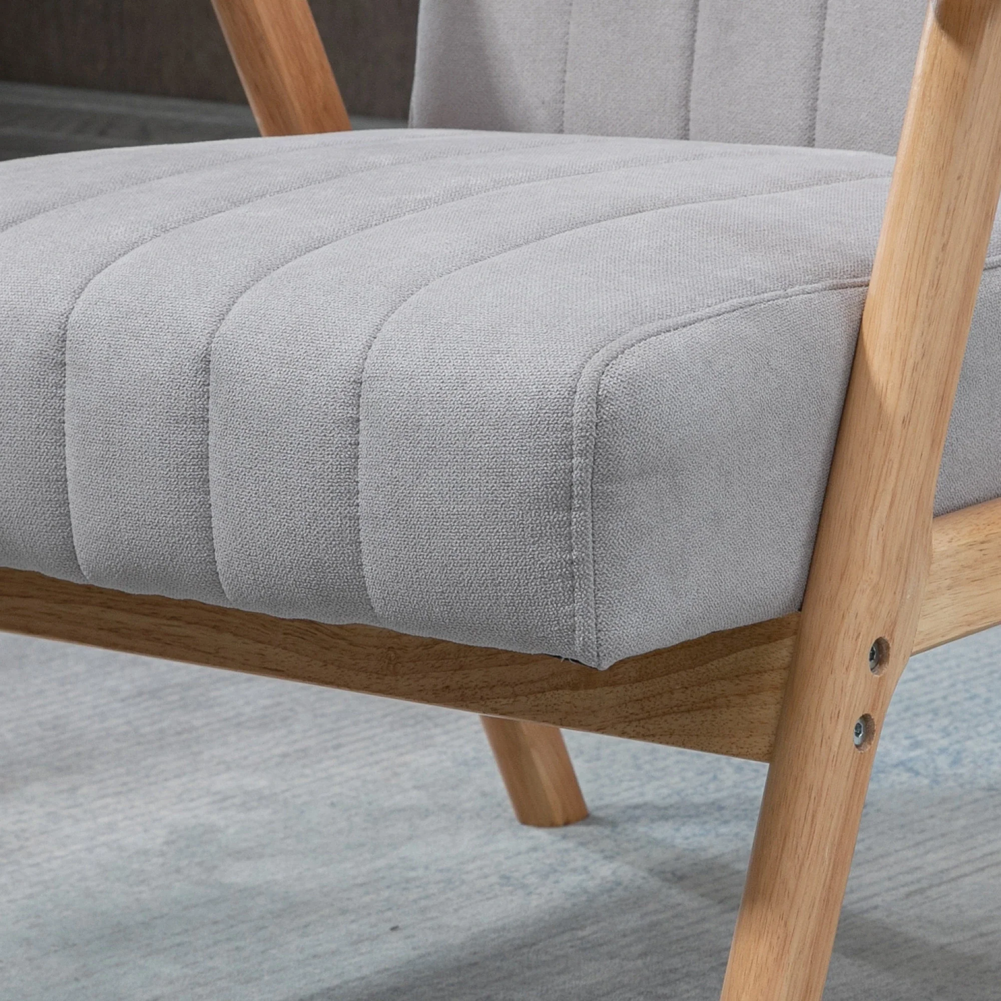 HOMCOM Polsterstuhl Skandi Design extra bequem Samt Hellgrau