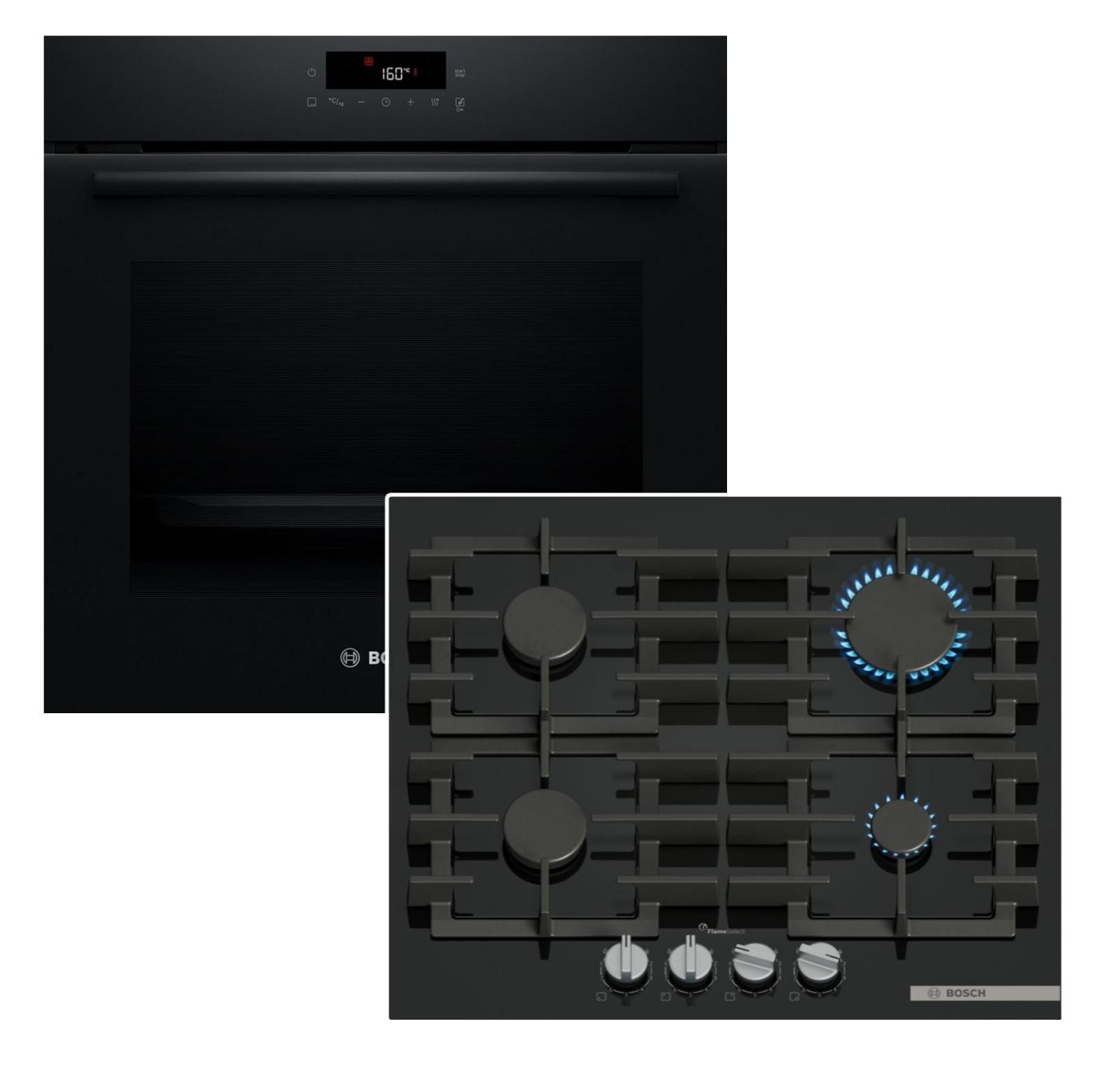 Backofen-Set Pyrolyse 3D Heißluft TouchControl + Gaskochfeld FlameSelect