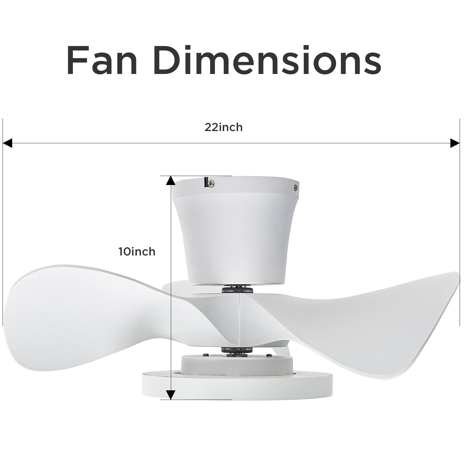 ocioc 22′′ Quiet Ceiling Fan with LED Light & Remote, Reversible Motor, White, Indoor/Outdoor