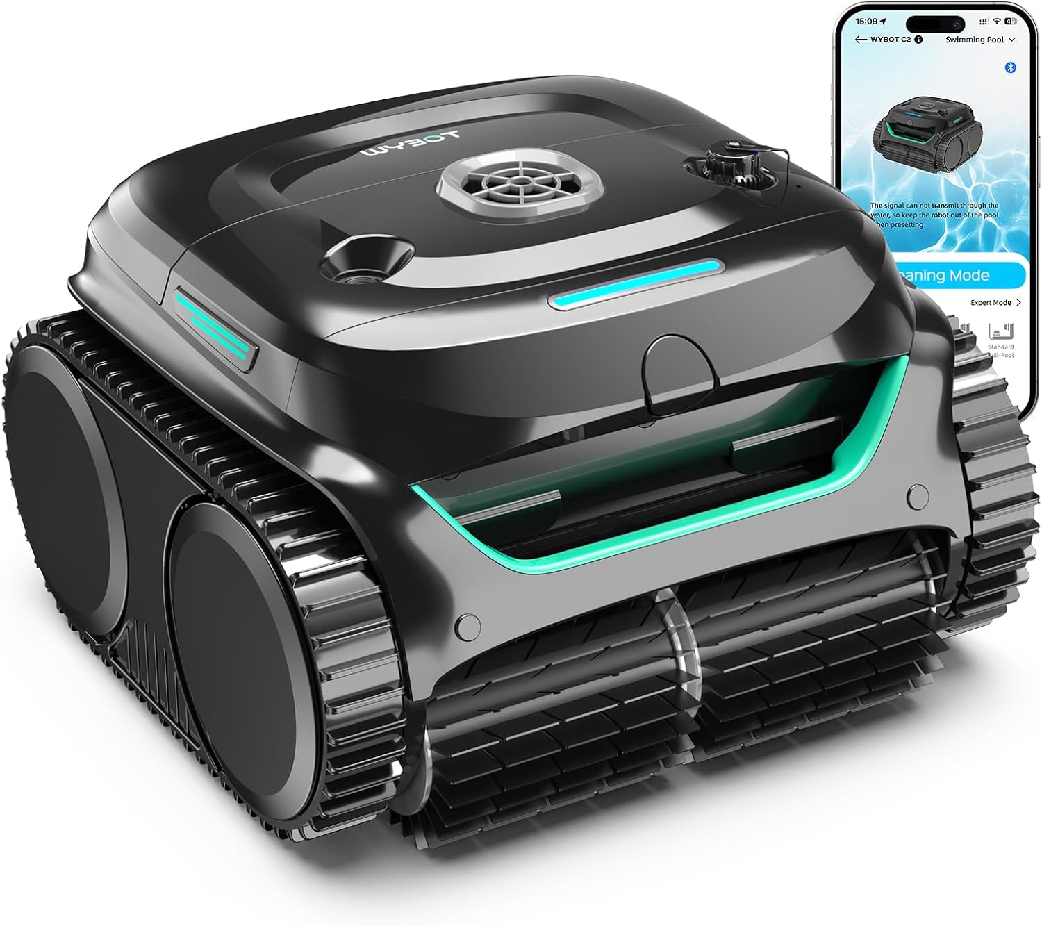 (2026 Upgraded) WYBOT C2 Cordless Robotic Pool Cleaner  Dual Filtration  Wall Climbing & Waterline Cleaning  App Scheduling  Smart Navigation  Pool Vacuum for Inground/Above Ground Pools-2152 Sq.ft