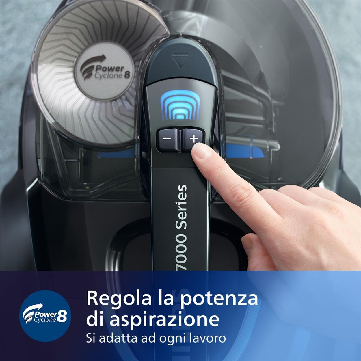 Aspirapolvere senza sacco Series 7000 - Aspirapolvere da 900 W con filtro Allergy H13 e ugello TriActive+ (FC9741/09), nero