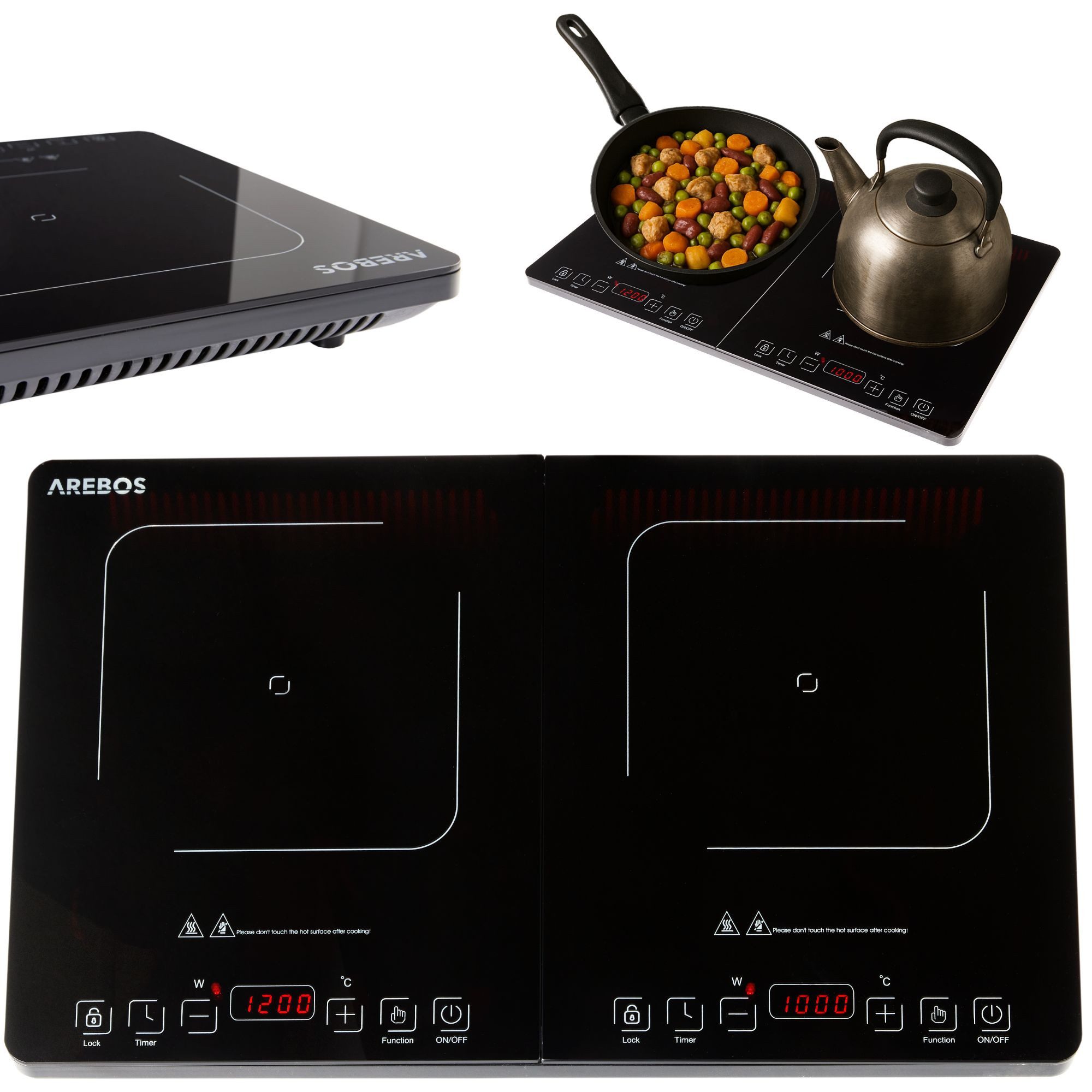 Doppel-Induktionskochplatte 3500W, 2 Kochzonen mit Touch-Display & Timer Überhitzungsschutz