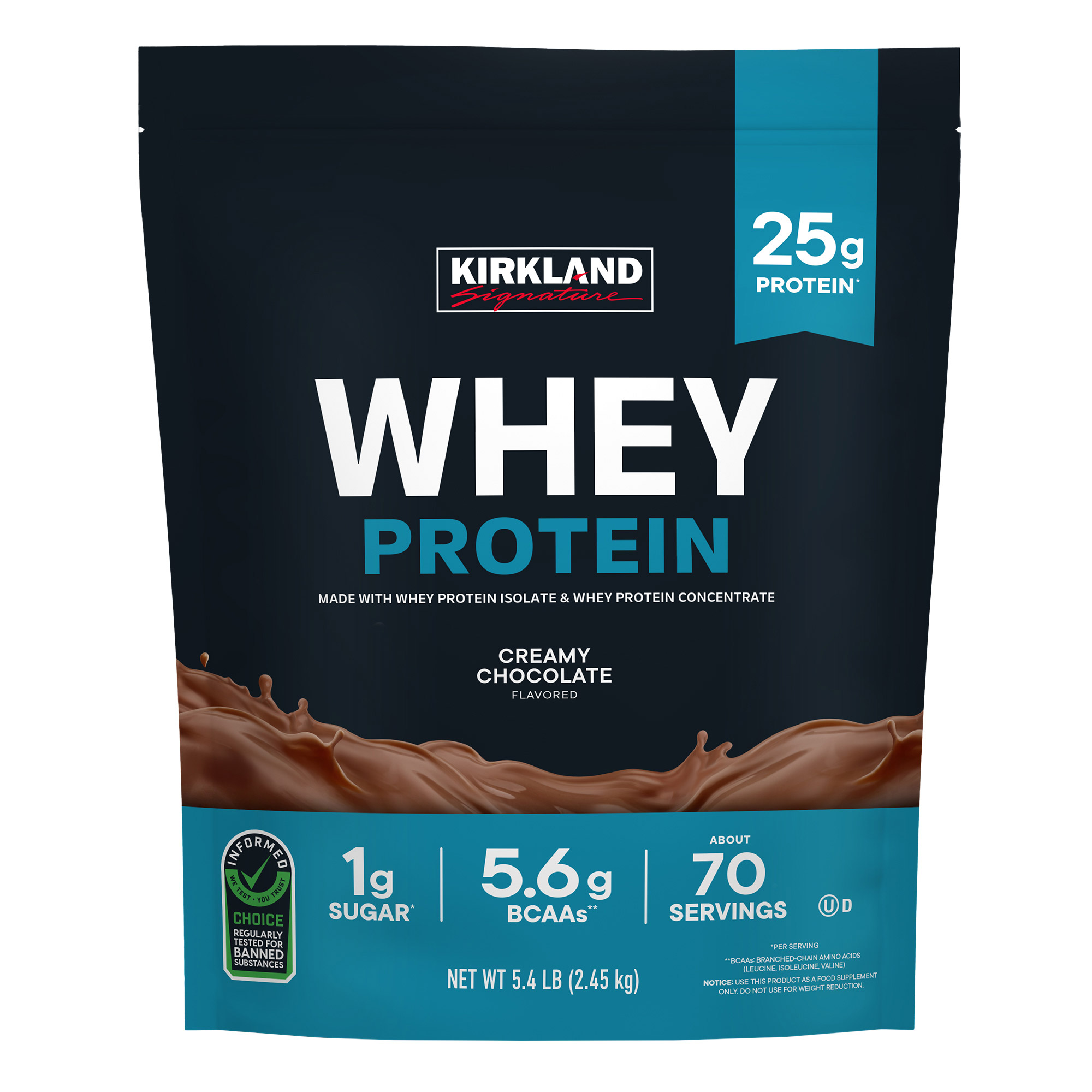 Kirkland Signature Whey Protein, Creamy Chocolate, 5.4lbs