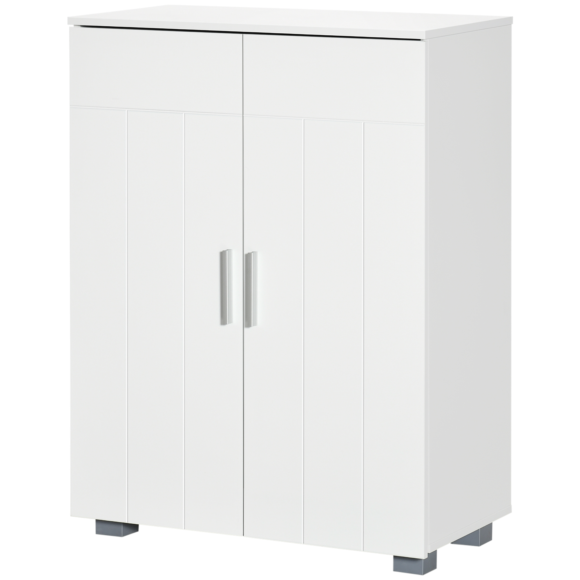 kleankin Badezimmerschrank, Schrank mit Tür, verstellbares Regal, 60 x 30 x 80 cm, Weiß