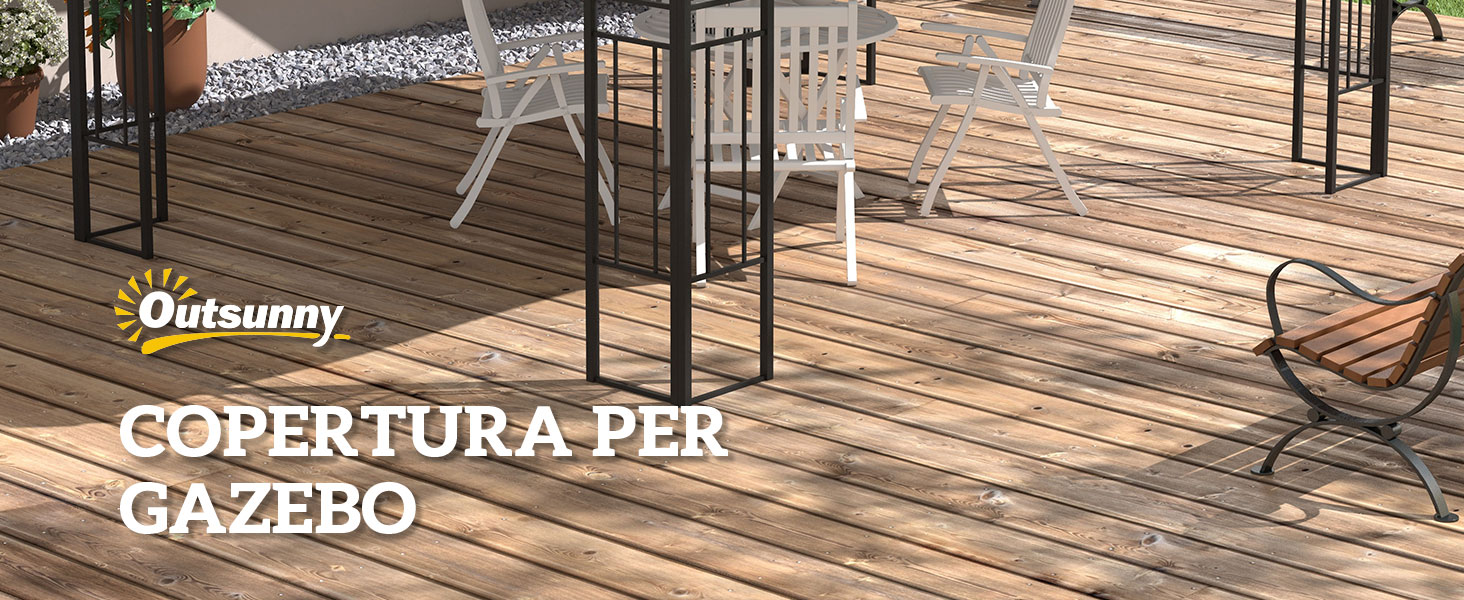 Copertura per Gazebo da Giardino Tetto Sostitutivo Anti-UV Impermeabile in Poliestere 