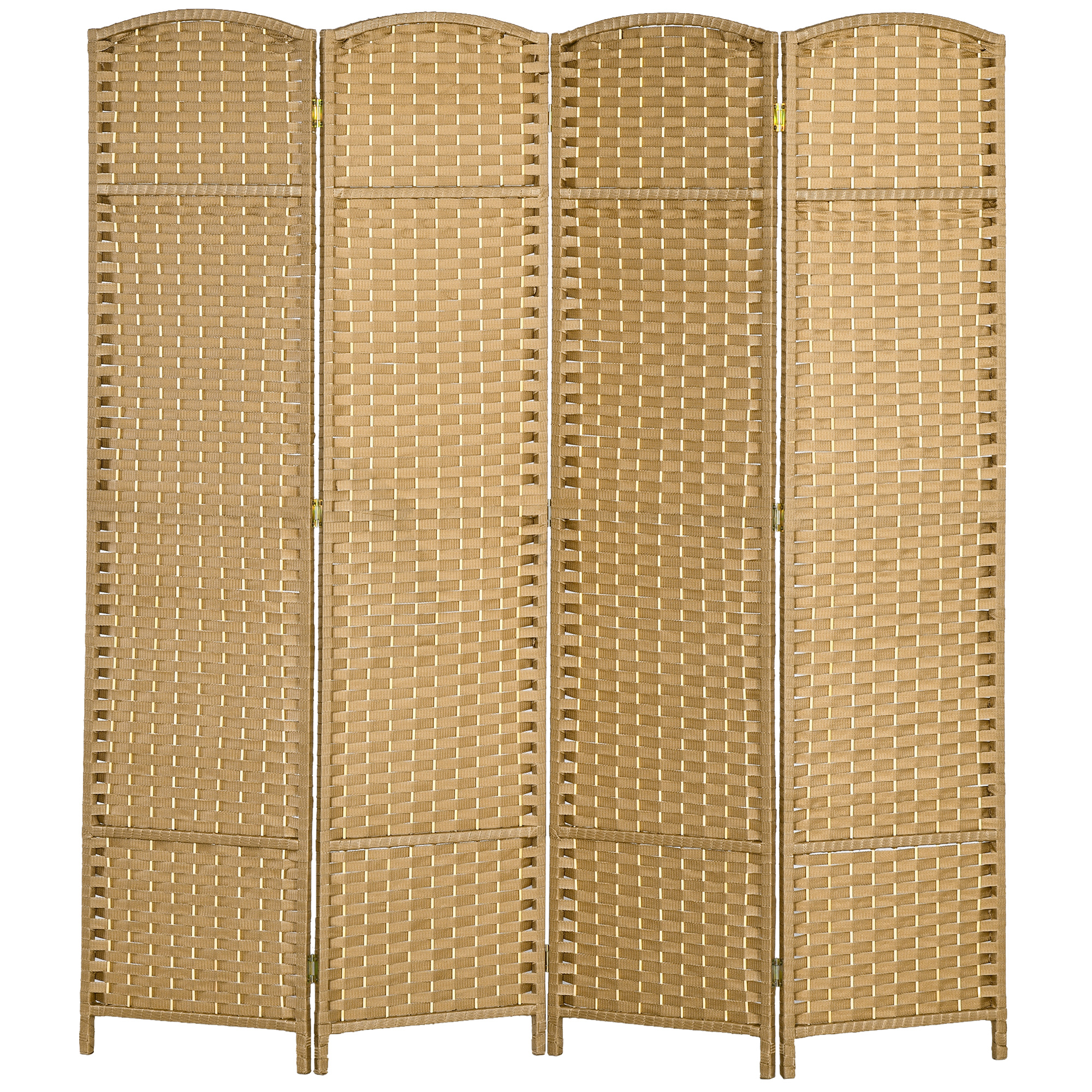 HOMCOM 4-teiliger Raumtrenner, Faltbarer Sichtschutz, Sichtschutzwand für Wohnzimmer, Schlafzimmer, Homeoffice, Natur