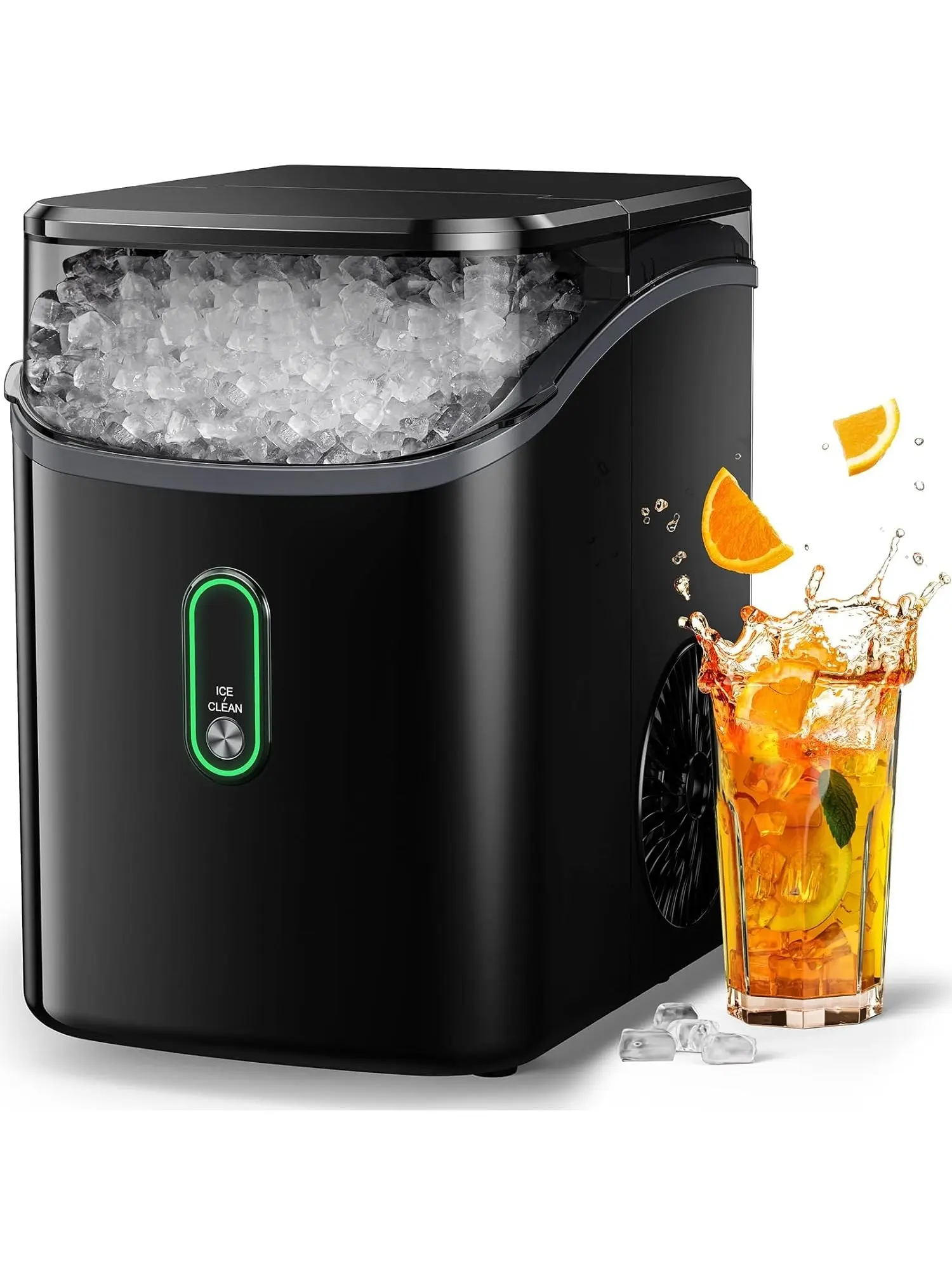 Silonn SLIM24B Nugget Ice Maker, 33lbs/Day, Soft Chewable Pebble Ice, Self Cleaning, Countertop for Home & Office