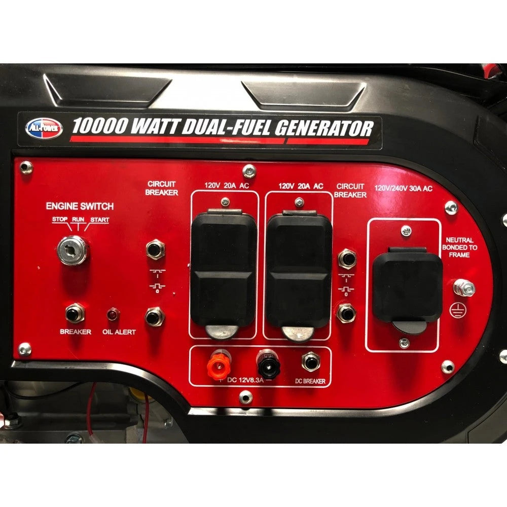 All Power 10000 Watt Dual Fuel Generator, Heavy Duty Portable Generator G10000EGL, /Propane