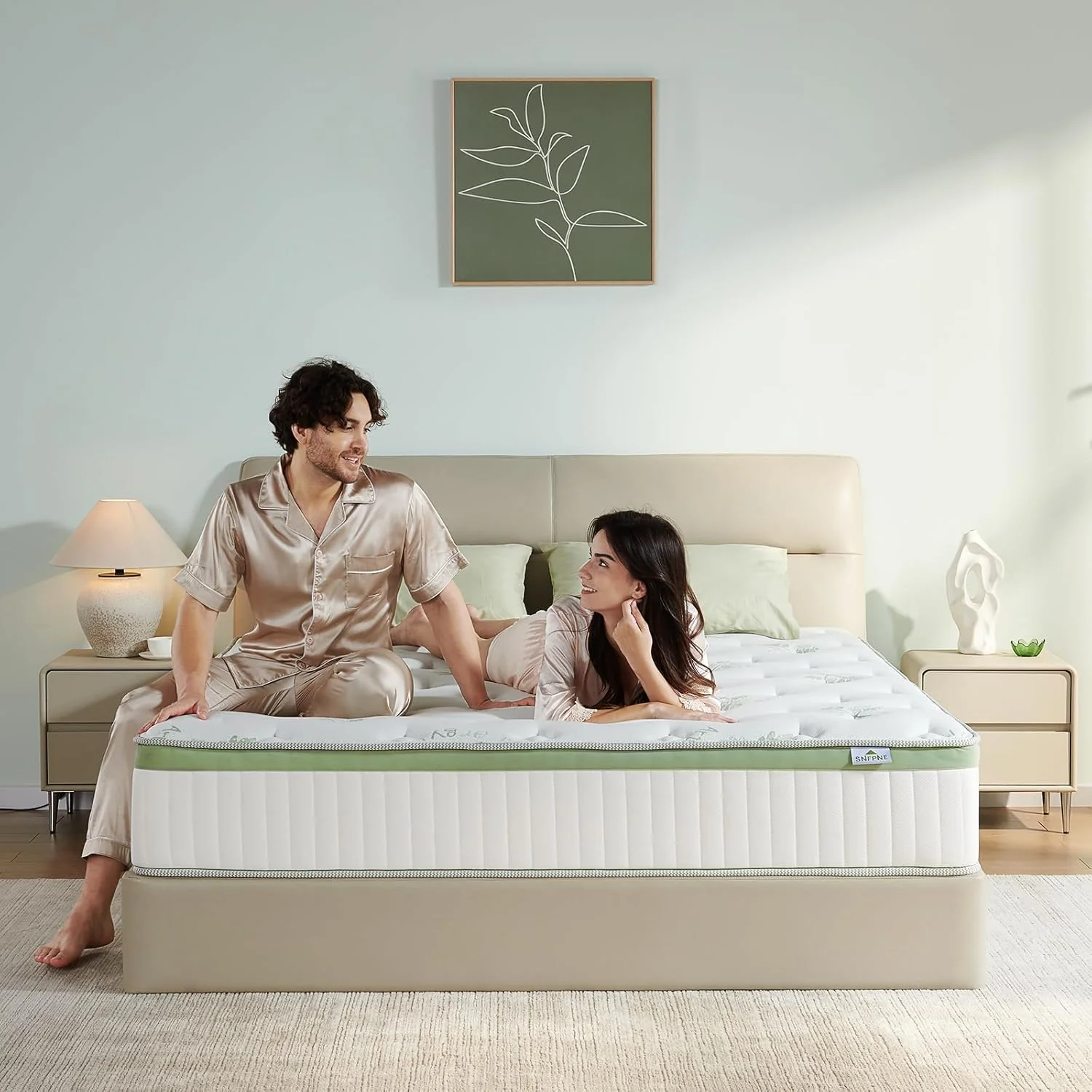 12-inch queen-size mattress, medium-firm memory foam hybrid mattress with pocket springs