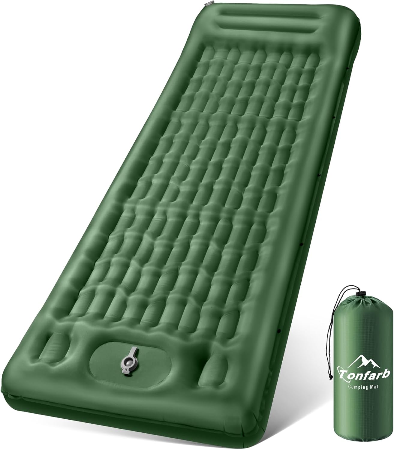 Tonfarb Materassino Campeggio con Pompa a Pedale, 12cm di Spessore Materassini Campeggio Gonfiabile con Cuscino, Impermeabile Ultraleggero Materassino per Backpacking, Viaggio, Campeggio, Spiaggia