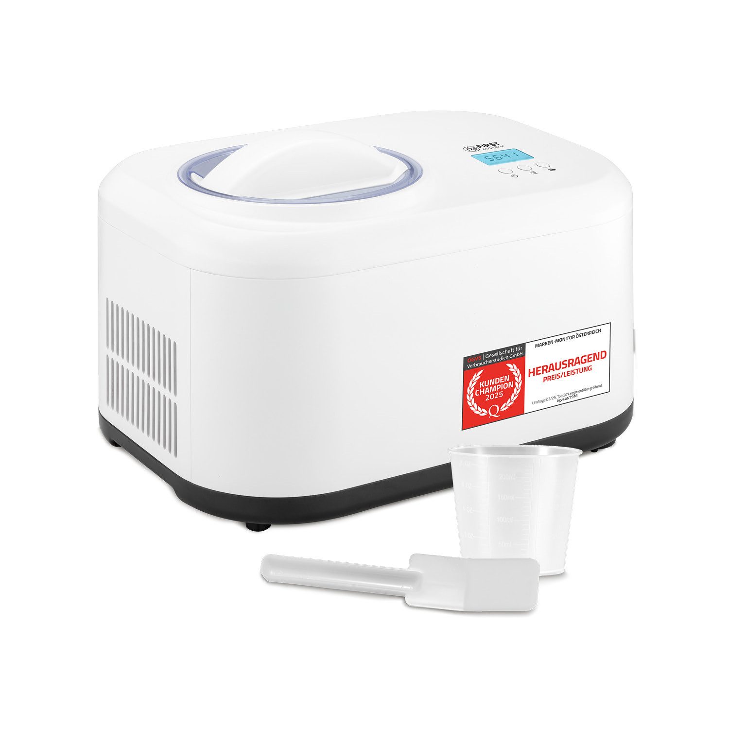 Eismaschine 1L, 100W, Kompressor & Kühlhaltefunktion, 60-Min Eis, 8-Std Joghurt