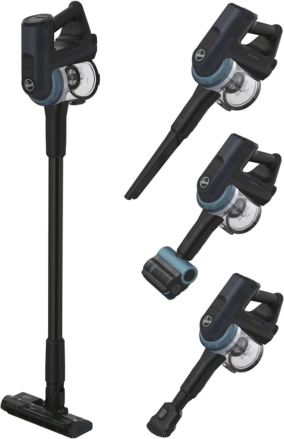 HOOVER Nuovo aspirapolvere senza fili, manovrabilità a 360° per pavimenti duri, spazzola anti-groviglio con luci LED integrate, mini turbo spazzola per rimuovere capelli e peli di animali [HF401P]