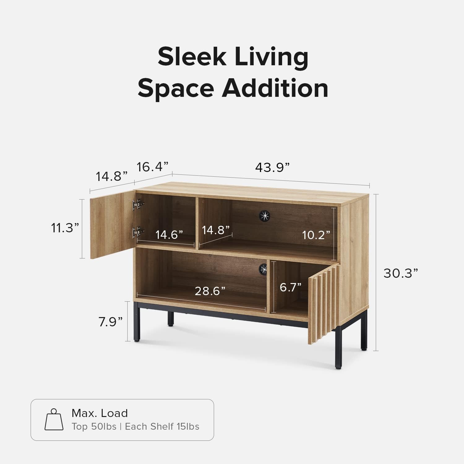 mopio Norwin Entryway Table, Sturdy Modern Rustic Industrial Farmhouse Sofa Table, Display Storage Shelf, Accent Cabinet, Oak Wood TV Stand, Entertainment Center, Media Console, Living Room (Single)