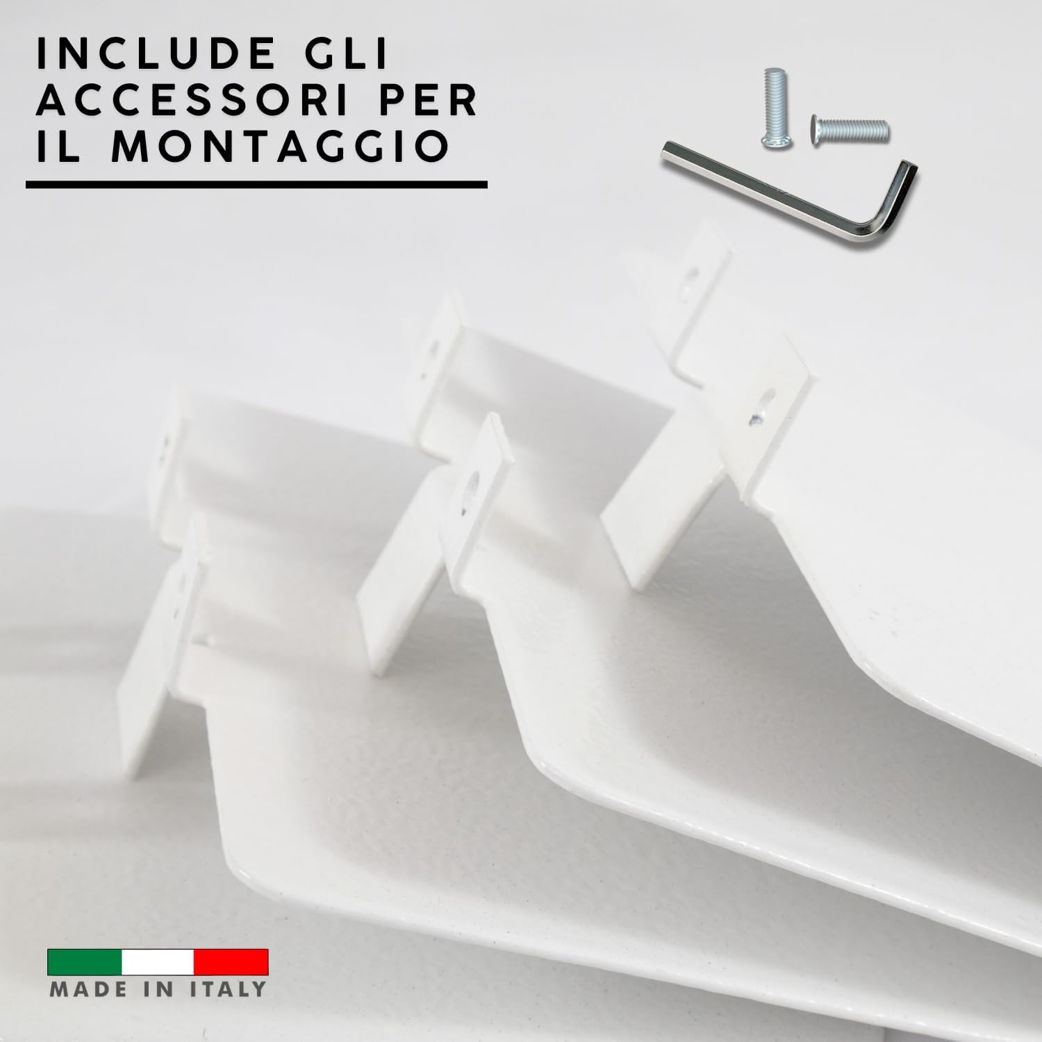 MOHOME Libreria Verticale a Colonna da Terra Sospesa Bianca Premium Quality Made in Italy 14 Ripiani Mensola 20 x 15 cm Stretta e Alta 214 cm Finitura Metallo Biblioteca Salvaspazio Soggiorno Cucina