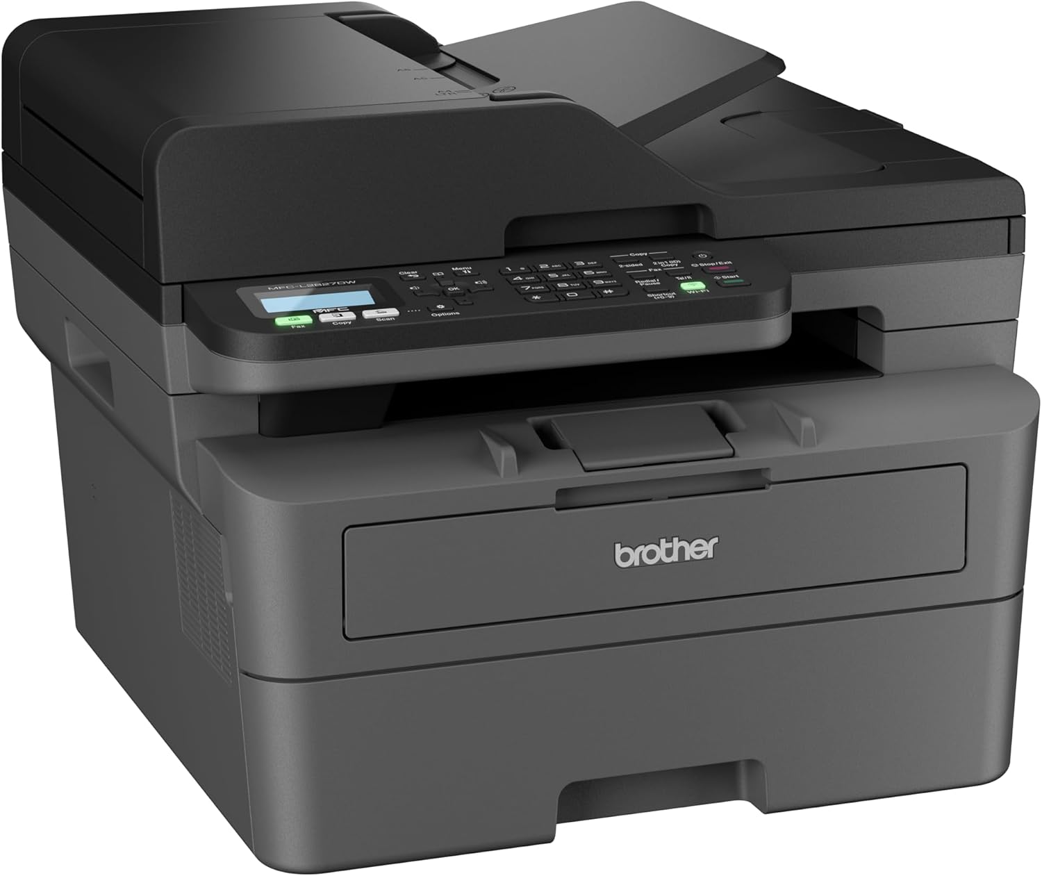 Brother MFC-L2827DW 4-in-1-Multifunktions-Laserdrucker schwarz-Weiss, 32 ppm, automatischer Duplexdruck, 2-zeiliges LC-Display, Fast Ethernet, WLAN mit 5 GHz und USB 2.0