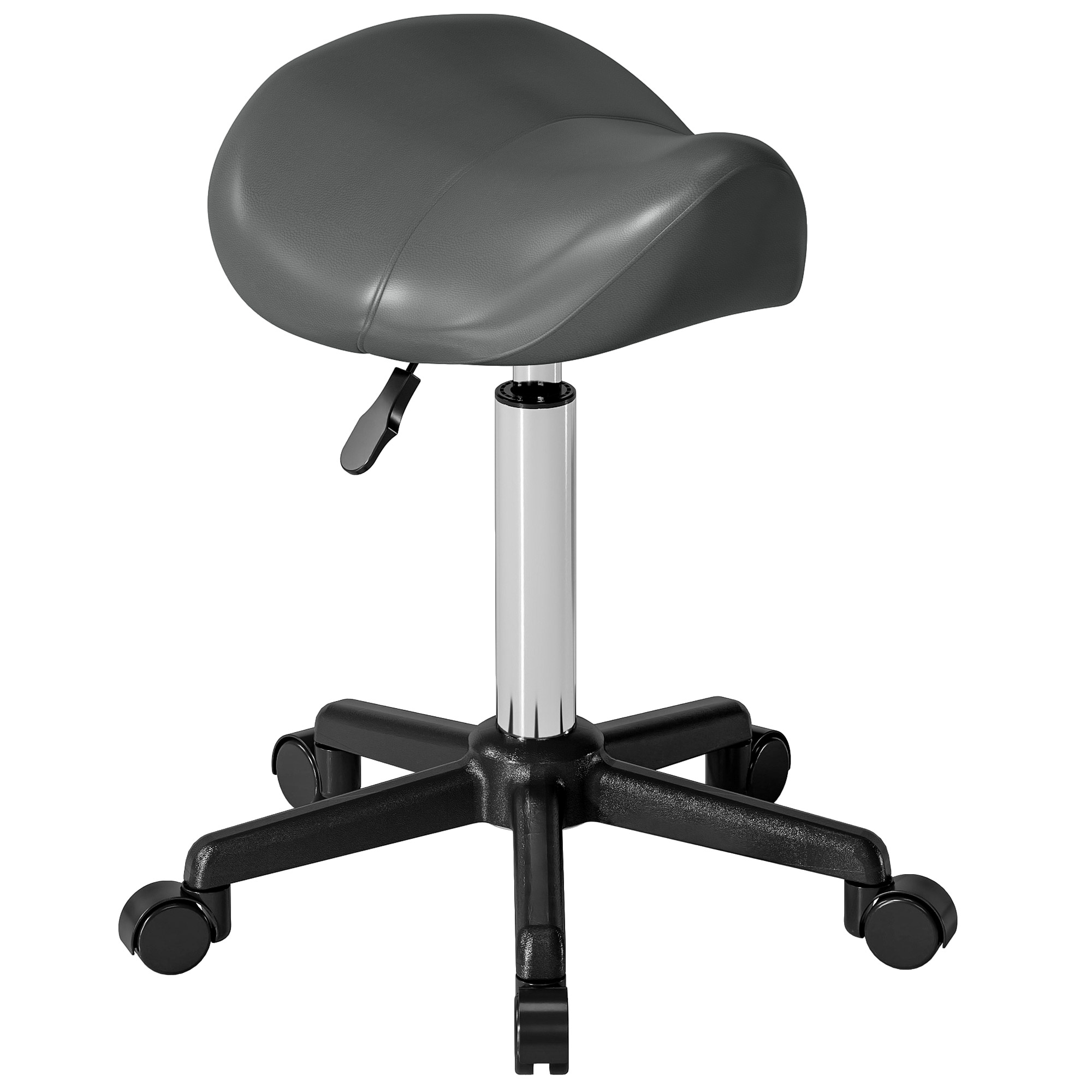 HOMCOM Rollhocker, Arbeitsstuhl mit Höhenverstellung 45-57 cm und ergonomischem Sattel, 48x47x45-57cm, Grau