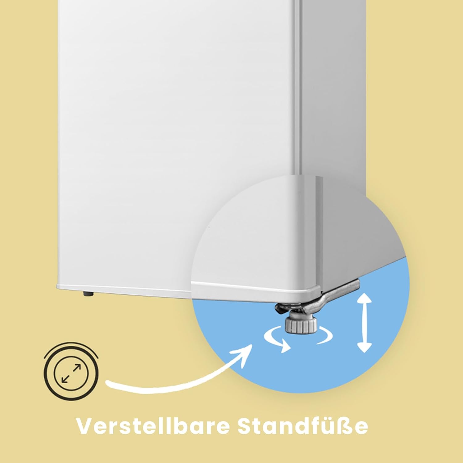 Comfee RCD80WH3(E) Kühlschrank mit Gefrierfach, 80L Kleiner Kühlschrank, Obst- und Gemüsefach, 84.5 cm Höhe, 47.5 cm Breite, 110 kWh pro Jahr, Einstellbare Temperaturregelung, verstellbare Füße, weiß