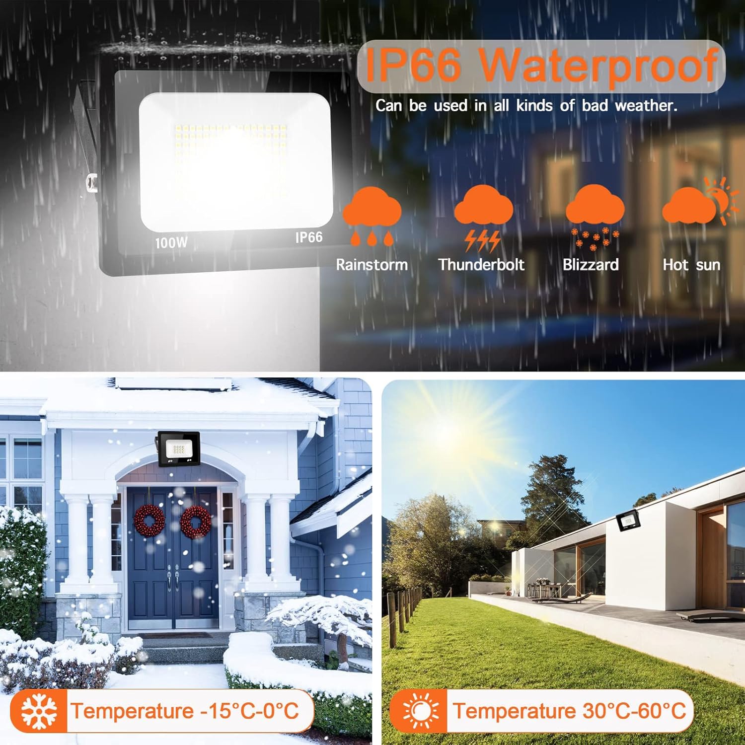 10PCS LED Strahler Außen 100W Superhell, IP66 Wasserdicht Fluter 10000LM, 6000K Kaltweiß Außenstrahler für Garten, Innenhöfe, Garage, Hotel, Sportplatz