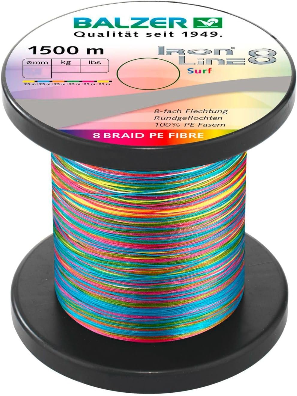 Balzer Iron Line 8 Surf Multicolor - 1500m geflochtene Angelschnur