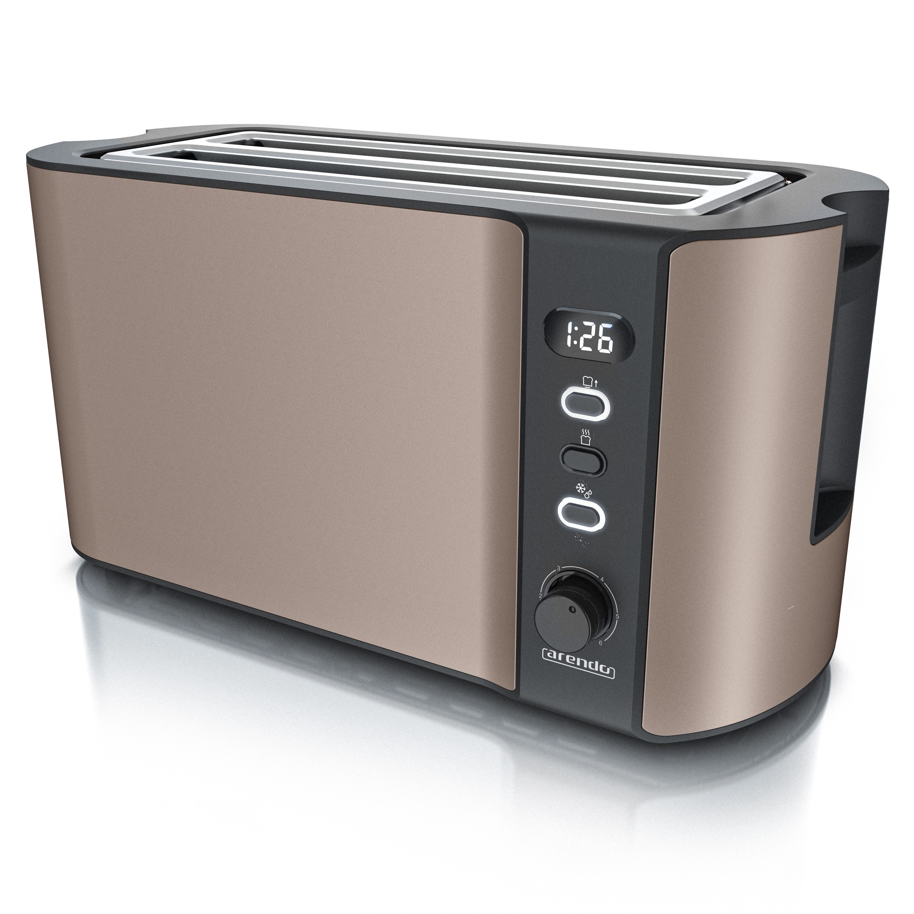 Toaster Langschlitz, Edelstahl, Display mit Restzeitanzeige, Krümelschublade