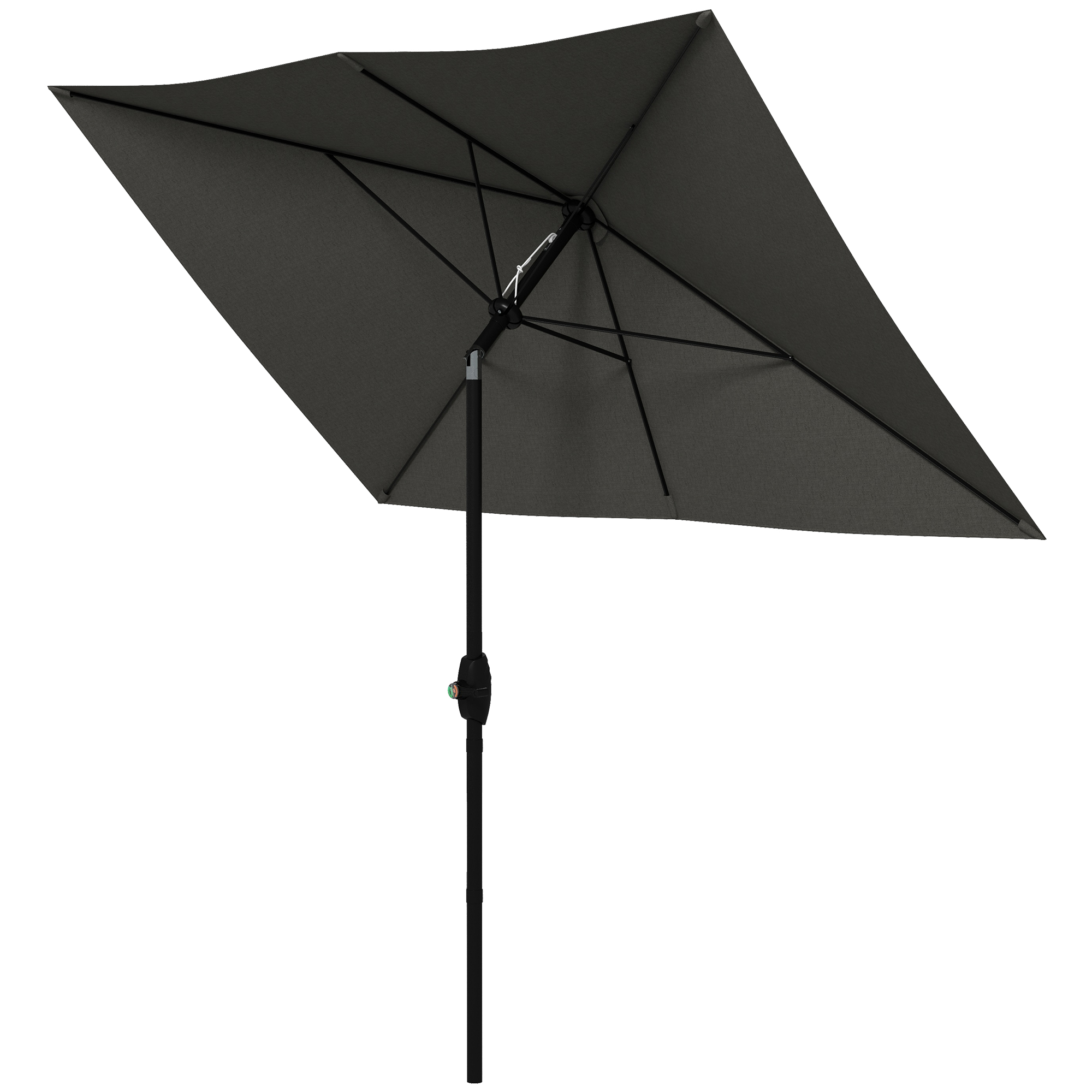 Outsunny Rechteckiger neigbarer Sonnenschirm 2x3 m mit Kurbel wasserdichtes Hochleistungs-Polyestergewebe 180g/m² dunkelgrau