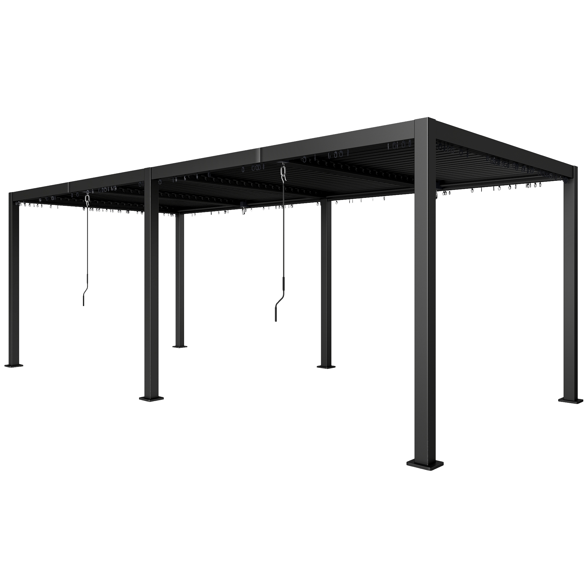 Outsunny Gartenpergola 3 x 6 m Outdoor-Pergola mit verstellbaren Lamellen-Aluminiumdachkurbeln, Dunkelgrau