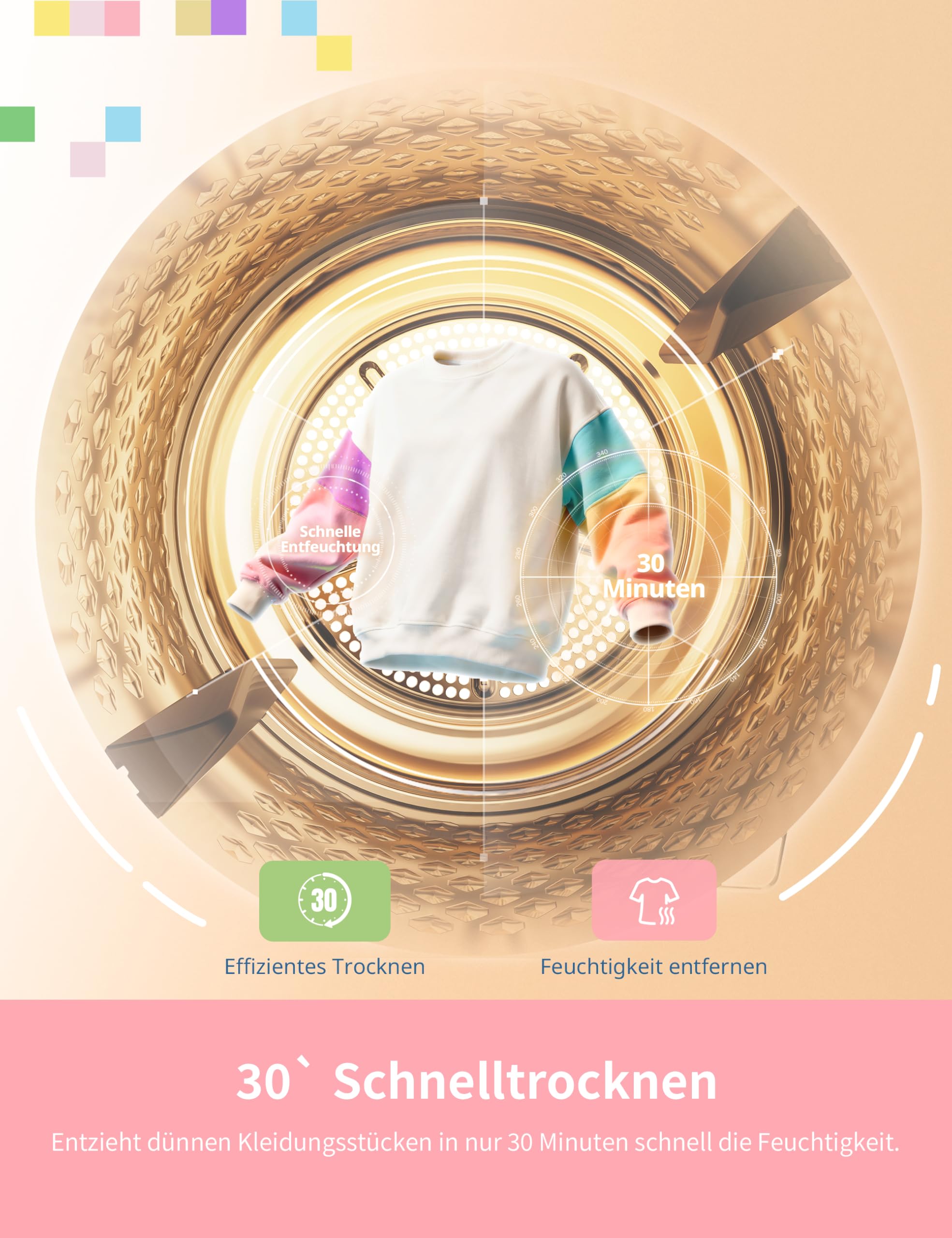 Wäschetrockner CD08EHP05W 8 kg Wärmepumpentechnologie Energieeffizienzklasse D Weiß UV-Licht 30 Min Schnelltrocknen